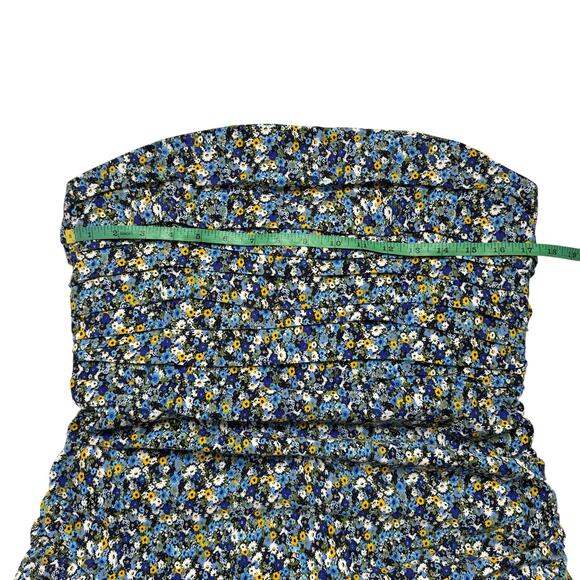 BY ANTHROPOLOGIE *NEW* Soleil Slim Strapless Ruched Dress Blue Motif Floral XL - Picture 8 of 10